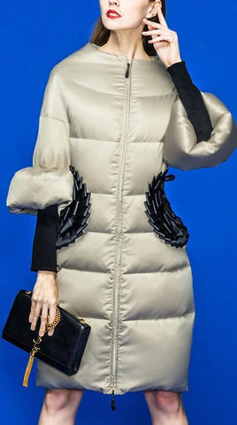 Ruffle Applique Down Coat - DESIGNER INSPIRED FASHIONS