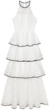 Tiered Lace Halter Maxi Dress, White