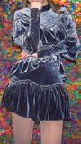 Ruffled Velvet Mini Dress - DESIGNER INSPIRED FASHIONS