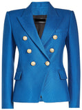 Double-Breasted Blazer, Blue - DESIGNER INSPIRED FASHIONS