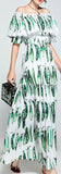 Snap Pea Print Off-the-Shoulder Maxi Dress