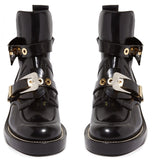 'Ceinture' Black Cut-Out Leather Ankle Boots - Black - DESIGNER INSPIRED FASHIONS