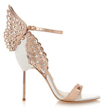 'Evangeline' Angel Wing Sandals-White & Gold - DESIGNER INSPIRED FASHIONS