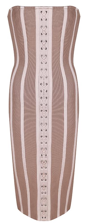 Strapless Lace-up Knee-Length Bandage Dress