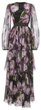 Black Floral Printed Gown - DESIGNER INSPIRED FASHIONS