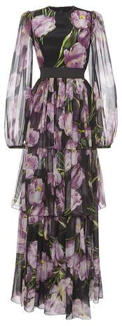 Black Floral Printed Gown - DESIGNER INSPIRED FASHIONS