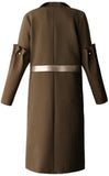 Button Ruffled-Sleeve Coat