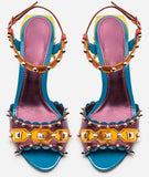 Multi Metallic Studded Sandals