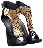 Sequin-Embellished T-Strap Sandals