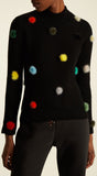 Fur-Pompom High-Neck Sweater