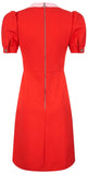 Bow-Trim Crystal Button Dress