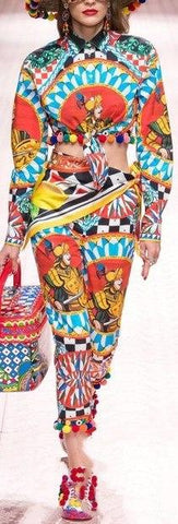 Carretto Print Shirt and Cropped Pant Set