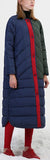 Color-Block Down-Fill Coat with Scarf