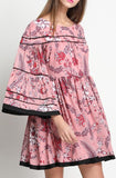 Floral-Print Pink Mini Tunic Dress *Limited Stock*