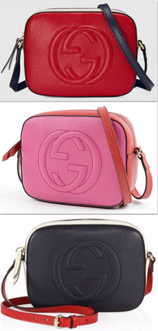 GG Soho Leather Shoulder Bag - (Red, Pink or Navy Blue) - DESIGNER INSPIRED FASHIONS