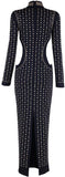 Black Cut-Out Studded Bodycon Maxi Dress