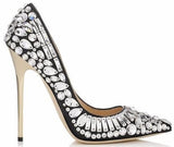 'Tia' Jeweled Leather Pumps in Black or White - DESIGNER INSPIRED FASHIONS