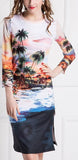 Hawaiian Print Shift Dress - Multi Color - DESIGNER INSPIRED FASHIONS
