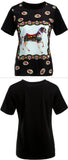 Carnival Horse Printed Silk T-Shirt, Black - DESIGNER INSPIRED FASHIONS
