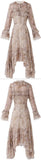 Printed Asymmetric Ruffled Dress - Oatmeal or Blue - DESIGNER INSPIRED FASHIONS