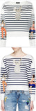 Pineapple-Embellished Striped Top