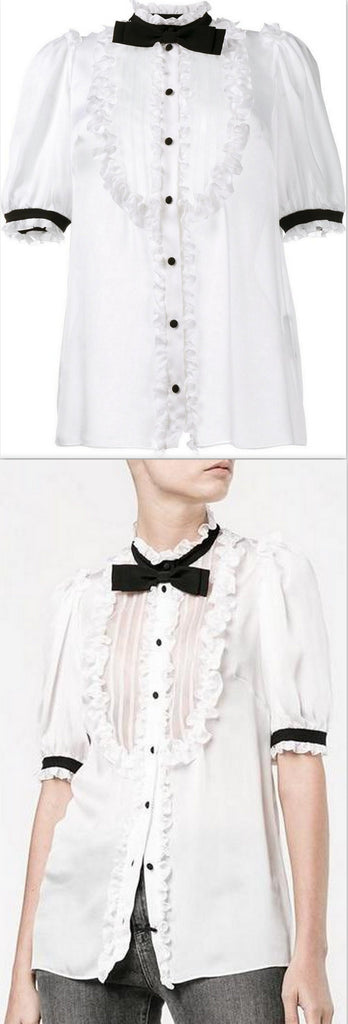 Ruffled Tuxedo Blouse