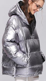 Silver Puffer Down Hooded Jacket