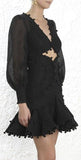 Corsage Bauble Mini Dress, Black