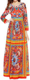 'Carretto' Print Long-Sleeve Silk-Blend Maxi Dress - DESIGNER INSPIRED FASHIONS