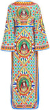 Flared-Sleeve Queen Print Dress