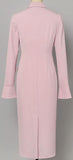 Pearl-Embellished Pink Midi Coat-Dress