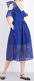 Guipure Frill Midi Dress, Blue - DESIGNER INSPIRED FASHIONS