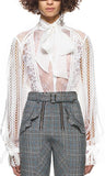 Trim Panelled Draped Sleeve Top, White