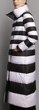 Stripe Puffer Down Coat, Black & White