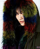 'Annabelle' Rainbow Fur-Trim Parka Coat