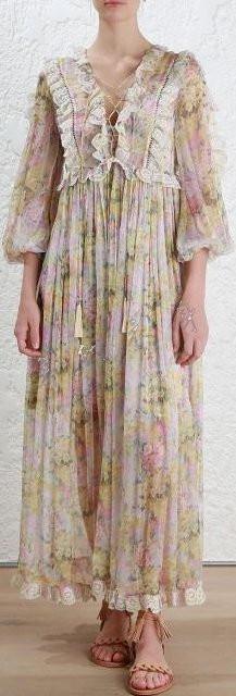 'Valour' Floral-Print Silk-Crepon Dress - DESIGNER INSPIRED FASHIONS