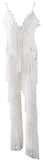 Fringed Halter Jumpsuit in White - DESIGNER INSPIRED FASHIONS