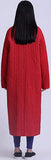 Long Paneled Puffer Coat, Red or Black