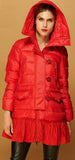Short Down Coat with Skirt-Hem, Red