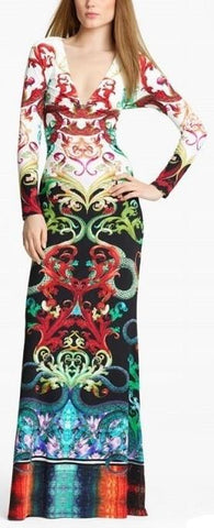 Serpent Print Gown - Multi Color - DESIGNER INSPIRED FASHIONS