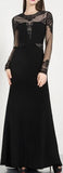 Sheer-Paneled Gown, Black or Pink