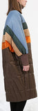 Striped Oversized Puffer Coat with Knit Collar & Cuffs