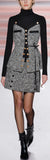 3 Pc Turtleneck Sweater with Button Embellished Tweed Top and Skirt Set