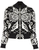 Leaf Print Bomber Jacket and Skirt Set