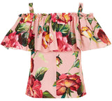 Floral Printed Flounce Top & Matching Skirt Set