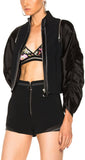 Black Jacket with Zip Sleeves & Black Shorts with Rib Insert & Studded Hem Set - DESIGNER INSPIRED FASHIONS