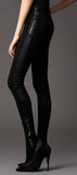 Black Size Zip Faux-Leather Paneled Skinny Pants - DESIGNER INSPIRED FASHIONS