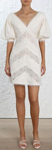 'Painted' Heart Chevron Dress, Cream