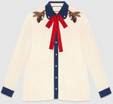 Bee Embellished Silk Blouse - DESIGNER INSPIRED FASHIONS