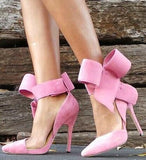 Suede Ribbon Bow Pumps - ( Variety of Colors to choose from ) - DESIGNER INSPIRED FASHIONS